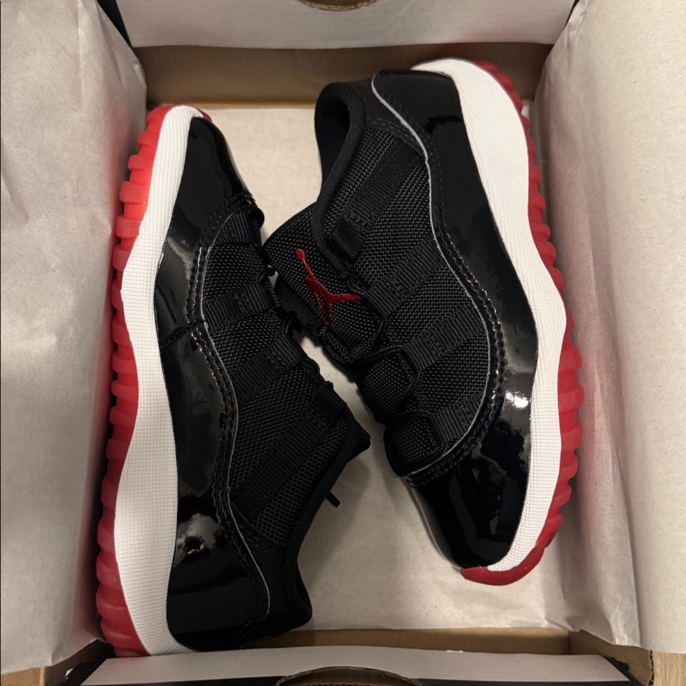 Jordan Kids Black and Red Low-Top Sneaker - Picture 3 of 4